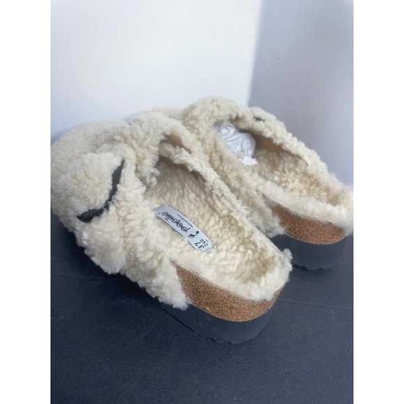 NEW Birkenstock Papillio Boston Big Buckle Shearling Mule Teddy Eggshell 37 US 6 - Picture 6 of 7
